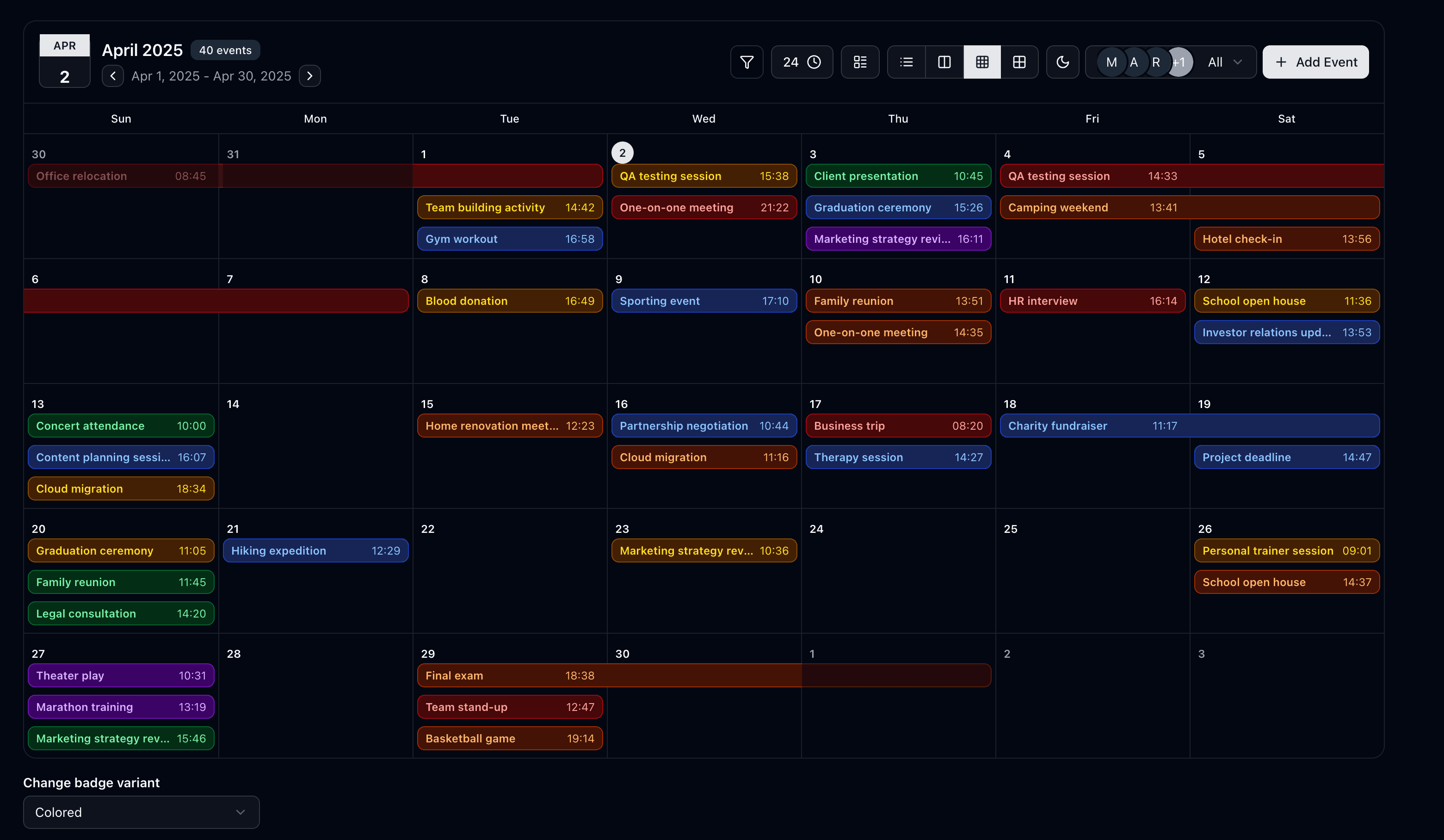 full calendar